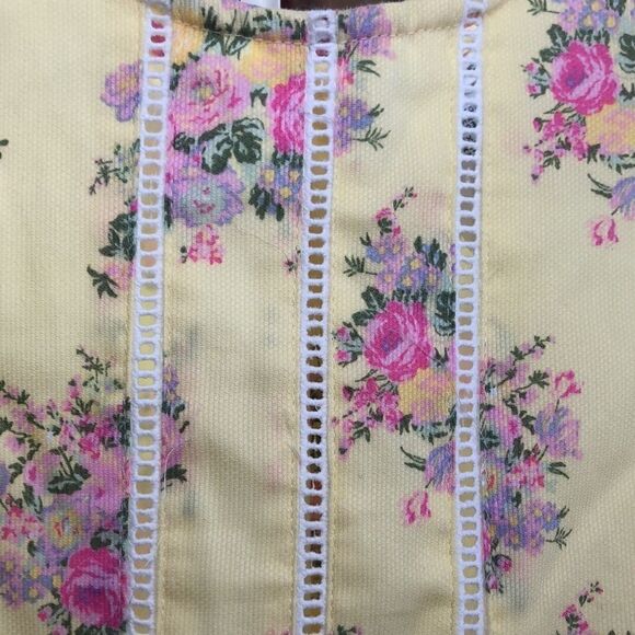 LAURA ASHLEY YELLOW FLORAL SLEEVELESS COTTON DRESS SCALLOP HEM FLOWER GIRL 6X - Picture 8 of 15